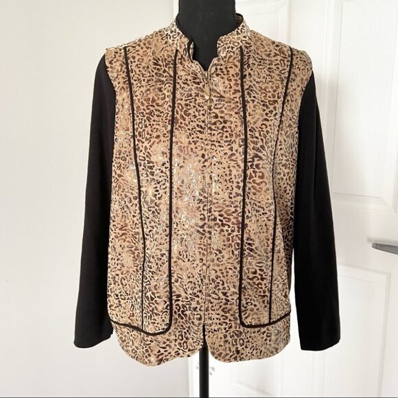 TanJay  Leopard Print Knitted Full Zip Jacket - Picture 1 of 15